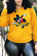 Yellow Casual Cute Character Patchwork O Neck Tops