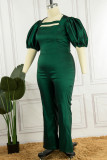 Purple Casual Elegant Solid Patchwork Square Collar Plus Size Jumpsuits
