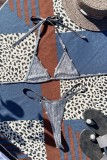 Silver Sexy Solid Bandage Backless Swimwears (Without Paddings)