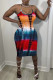 Red Sexy Casual Print Tie Dye Backless Spaghetti Strap Sleeveless Dress Dresses