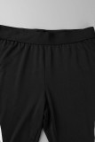 Black Casual Sportswear Letter Patchwork O Neck Sleeveless Two Pieces