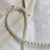White Casual Patchwork Pearl Bags