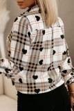 Khaki Casual Print Patchwork Shirt Collar Tops