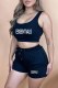 Black Casual Print Letter U Neck Sleeveless Two Pieces