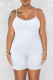 White Sexy Casual Solid Backless Spaghetti Strap Skinny Romper