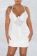White Sexy Patchwork Hot Drilling Backless Spaghetti Strap Sleeveless Dress Dresses