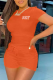 Orange Street Print Patchwork Letter O Neck Short Sleeve Two Pieces