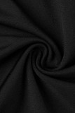 Black Casual Sportswear Letter Patchwork O Neck Sleeveless Two Pieces
