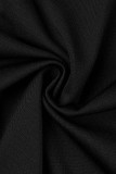 Black Sexy Solid Patchwork See-through O Neck Skinny Jumpsuits
