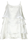 Cream White Sexy Solid Flounce Spaghetti Strap Cake Skirt Dresses