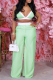 Light Green Sexy Solid Patchwork Spaghetti Strap Sleeveless Two Pieces