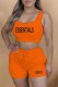 Orange Casual Print Letter U Neck Sleeveless Two Pieces
