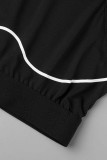 Black Casual Sportswear Letter Patchwork O Neck Sleeveless Two Pieces