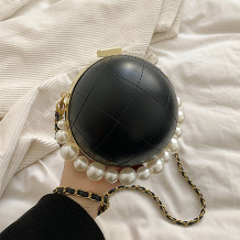 Black Casual Patchwork Pearl Bags