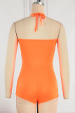 Red Sexy Solid Backless Spaghetti Strap Skinny Romper