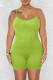 Green Sexy Casual Solid Backless Spaghetti Strap Skinny Romper