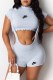 Blue Street Print Letter O Neck Short Sleeve Two Pieces