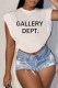 White Casual Street Print Letter O Neck T-Shirts