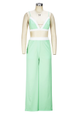Light Coffee Sexy Solid Patchwork Spaghetti Strap Sleeveless Two Pieces