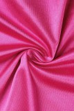 Rose Red Sexy Solid Backless Spaghetti Strap Sleeveless Dress Dresses