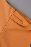 Red Casual Solid Basic O Neck Short Sleeve Dress