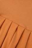 Red Casual Solid Basic O Neck Short Sleeve Dress