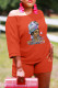 Orange Casual Print Basic Oblique Collar Half Sleeve Two Pieces