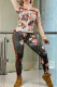 Brown Casual Print Patchwork Letter Zipper Collar Long Sleeve Two Pieces