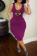 Purple Sexy Casual Print Basic U Neck Vest Dress Dresses