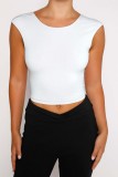 Black Sexy Casual Solid Bandage Backless O Neck Tops