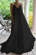 Black Casual Solid Patchwork V Neck Long Dress Dresses