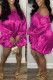 Rose Red Sexy Street Solid Patchwork Off the Shoulder Long Sleeve Dresses