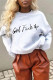 White Casual Print Patchwork Letter O Neck Tops