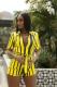 Yellow Fashion Sexy Striped Print Patchwork Short Sleeve V Neck Rompers