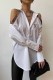 White Casual Elegant Print Letter Turndown Collar Tops