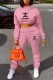 Pink Casual Print Letter Hooded Collar Long Sleeve Two Pieces