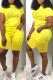 Yellow Casual Print Patchwork O Neck Short Sleeve Two Pieces