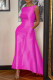 Rose Red Elegant Solid Patchwork O Neck Evening Dress Dresses