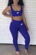 Blue Street Print Backless Letter Spaghetti Strap Sleeveless Two Pieces