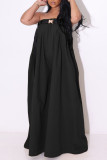 Camel Celebrities Solid Patchwork With Belt Strapless Straight Jumpsuits