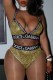 Gold Sexy Letter Patchwork Swimwears