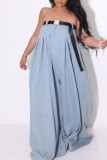 Camel Celebrities Solid Patchwork With Belt Strapless Straight Jumpsuits