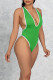 Green Sexy Solid Patchwork Swimwears