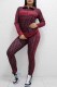 Red Casual Elegant Print Patchwork Letter Zipper Collar Long Sleeve Two Pieces