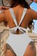 White Sexy Solid Backless Swimwears (With Paddings)