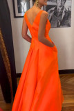 Rose Red Elegant Solid Patchwork O Neck Evening Dress Dresses
