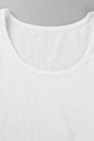 Rose Red Casual Solid Tassel Patchwork O Neck T-Shirts
