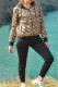 Khaki Casual Print Letter Hooded Collar Long Sleeve Two Pieces