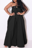 Camel Celebrities Solid Patchwork With Belt Strapless Straight Jumpsuits