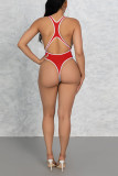 Fluorescent Color Sexy Solid Patchwork Swimwears